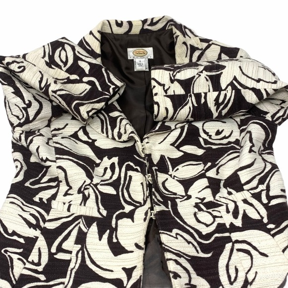 Talbots 3/4 Sleeve Cropped Jacket 6 P Linen Blend Textured Cream Floral Print - Picture 12 of 15